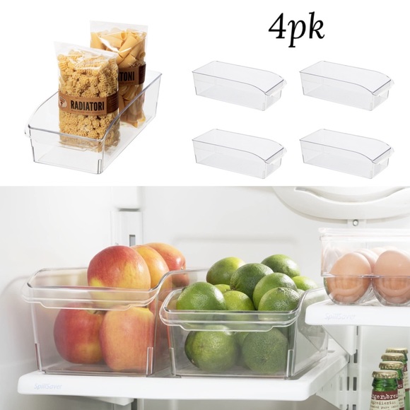 4pk Acrylic Storage Bin Refrigerator Pantry Organizer - Picture 1 of 5